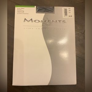 Moments Silky Smooth Control Top Pantyhose Hosiery Sheer Lycra 613 Navy Sz Tall